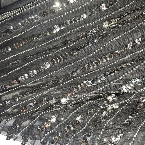 Mango Womens Sequin Romper SZ S Beaded Black Semi Sheer - Picture 8 of 14